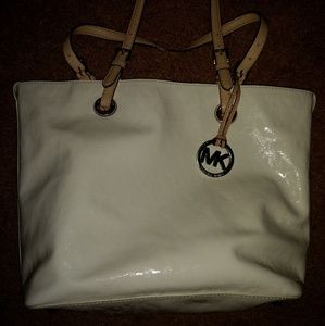 Michael Kors white patent large tote